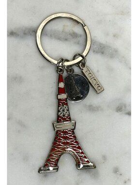 Tokyo Tower Enamel Keychain, Japan Travel Souvenir Key Ring, Red Tokyo Landmark